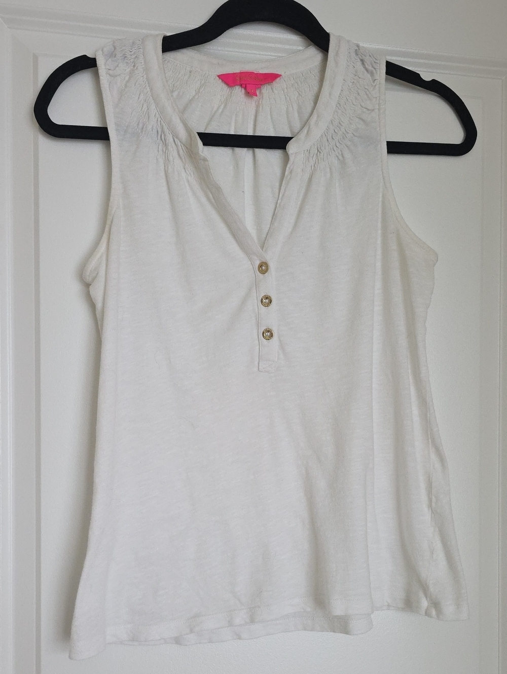 Lilly Pulitzer Women's White Sleeveless Henley Etta Tank